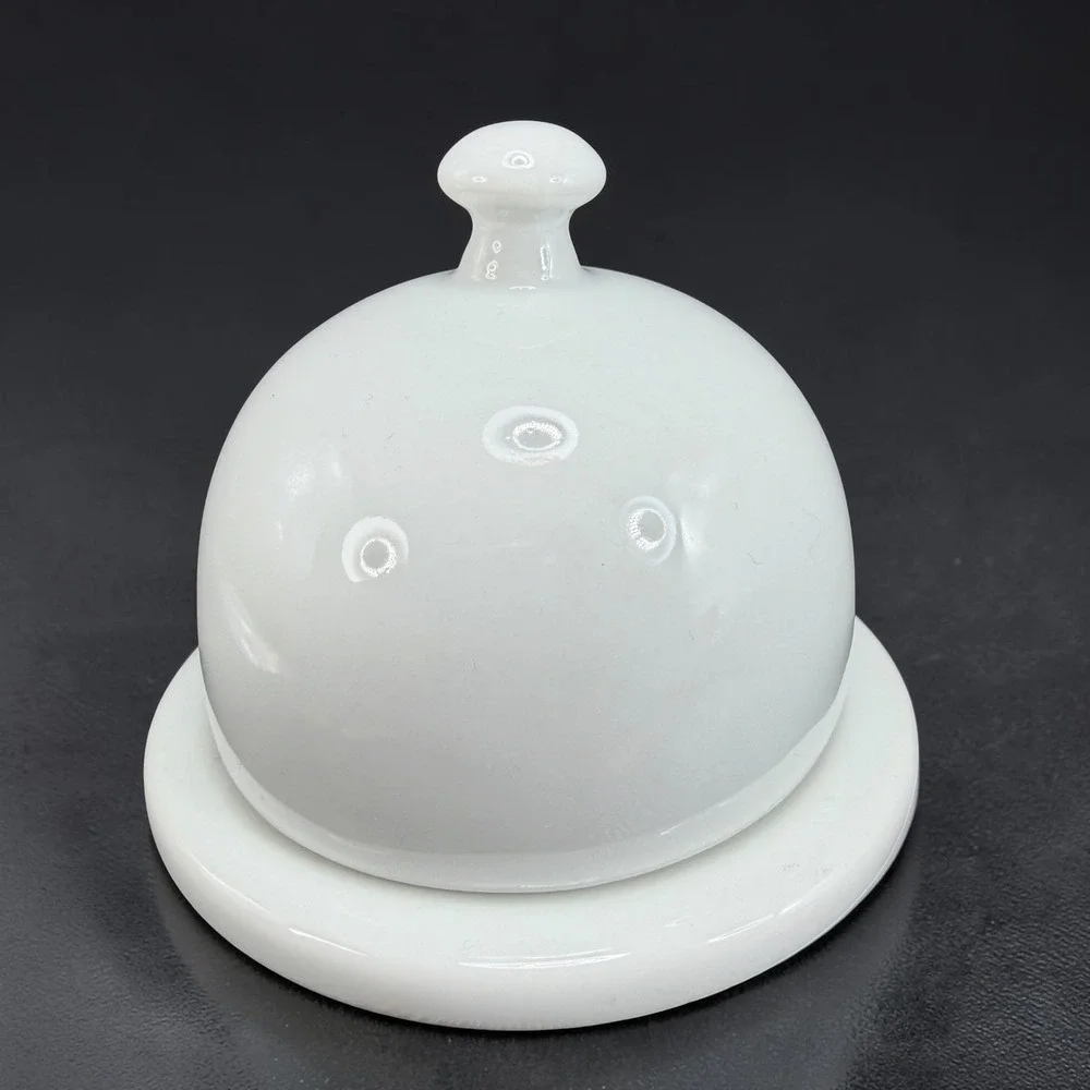 Pier 1 White Ceramic Mini Cloche Caviar Butter Dish Individual Serving Domed Lid